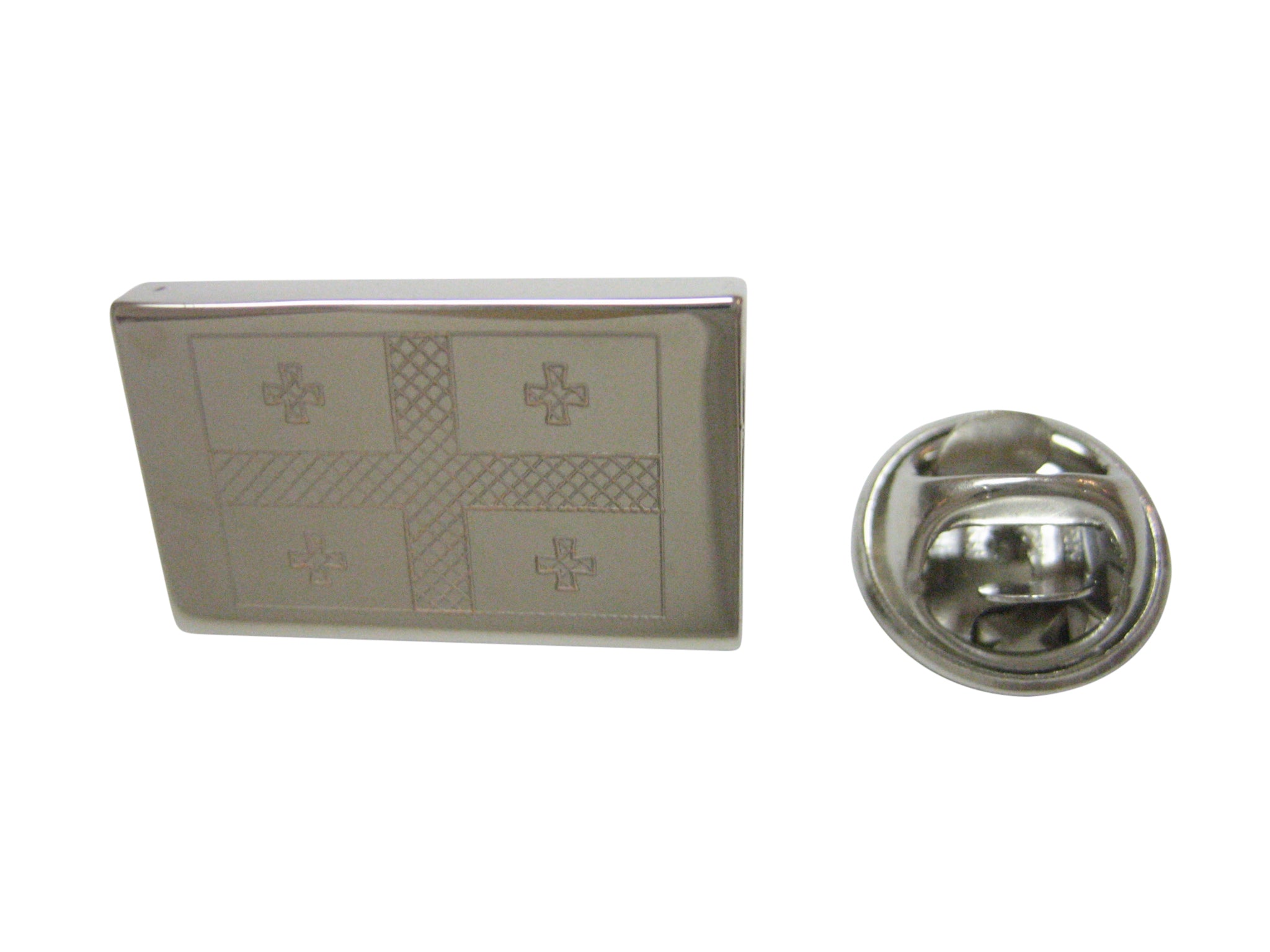 Silver Toned Etched Georgia Country Flag Lapel Pin