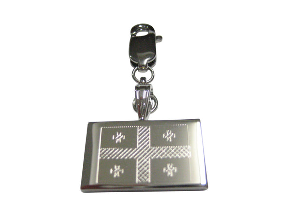 Silver Toned Etched Georgia Flag Pendant Zipper Pull Charm