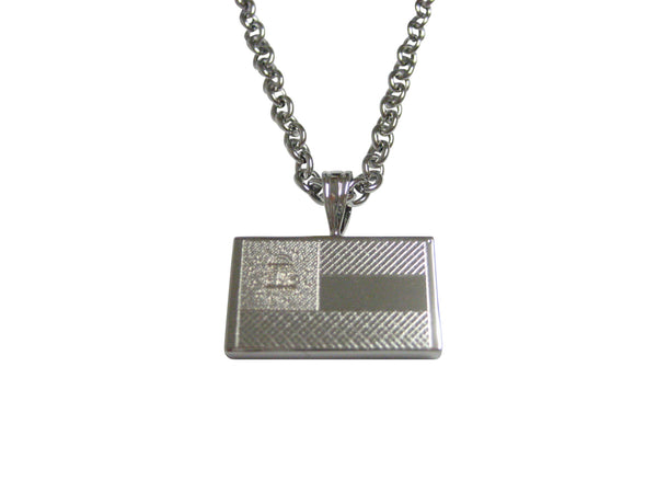 Silver Toned Etched Georgia State Flag Pendant Necklace