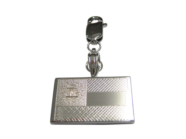 Silver Toned Etched Georgia State Flag Pendant Zipper Pull Charm