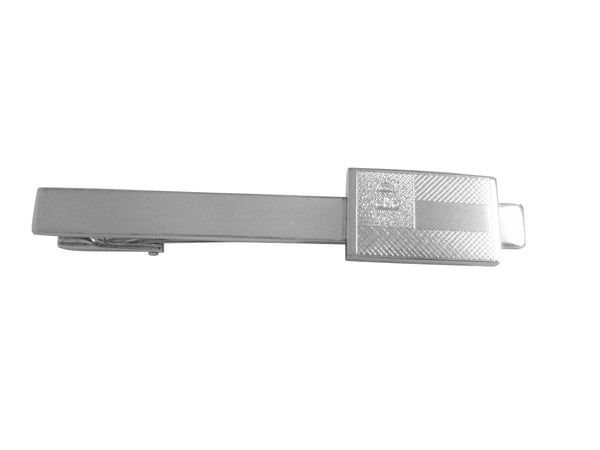 Silver Toned Etched Georgia State Flag Square Tie Clip