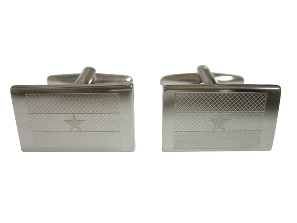 Silver Toned Etched Ghana Flag Cufflinks