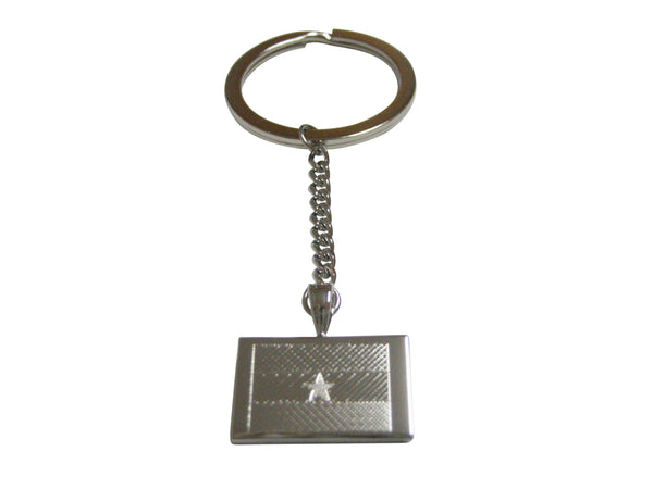 Silver Toned Etched Ghana Flag Pendant Keychain