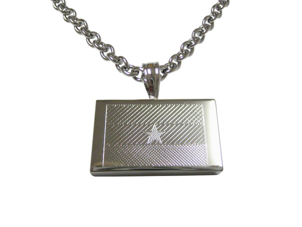 Silver Toned Etched Ghana Flag Pendant Necklace
