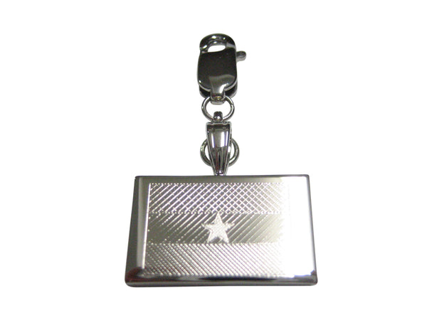 Silver Toned Etched Ghana Flag Pendant Zipper Pull Charm