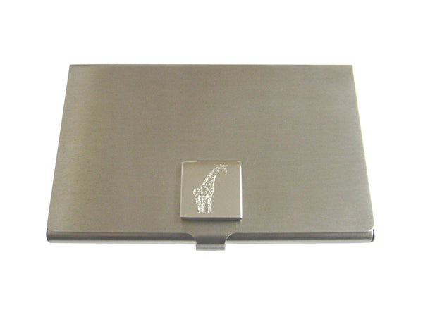 Silver Toned Etched Giraffe Business Card Holder