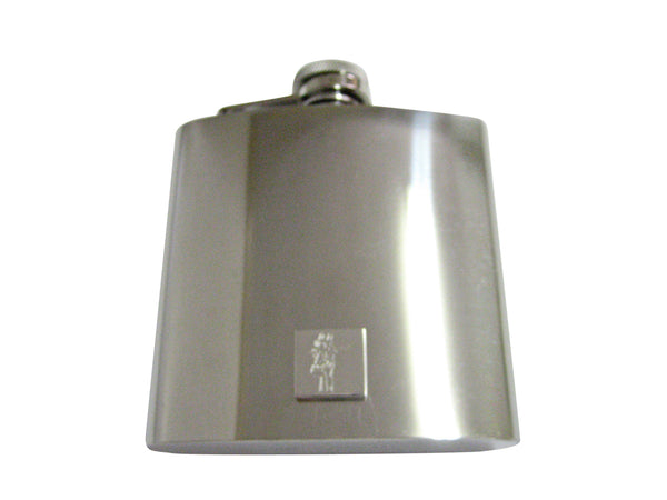 Silver Toned Etched Giraffe Head 6 Oz. Stainless Steel Flask