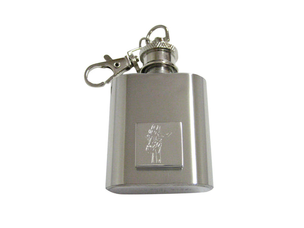 Silver Toned Etched Giraffe Head 1 Oz. Stainless Steel Key Chain Flask