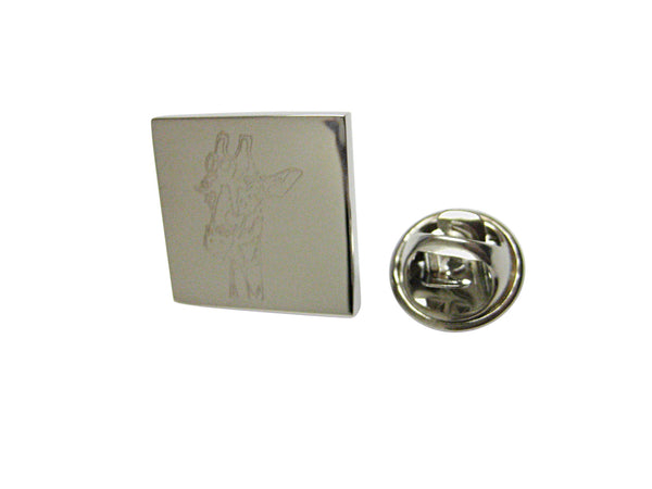 Silver Toned Etched Giraffe Head Lapel Pin