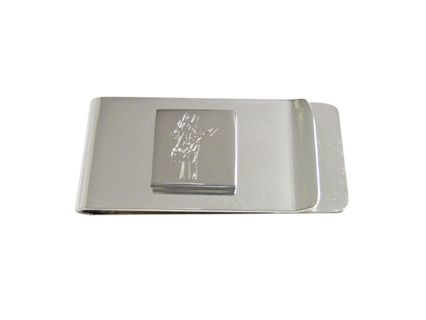 Silver Toned Etched Giraffe Head Money Clip