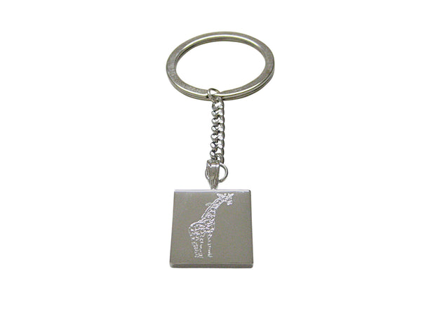 Silver Toned Etched Giraffe Keychain