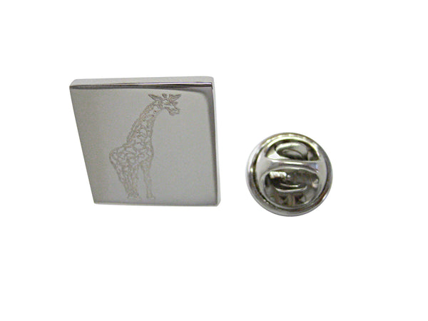 Silver Toned Etched Giraffe Lapel Pin