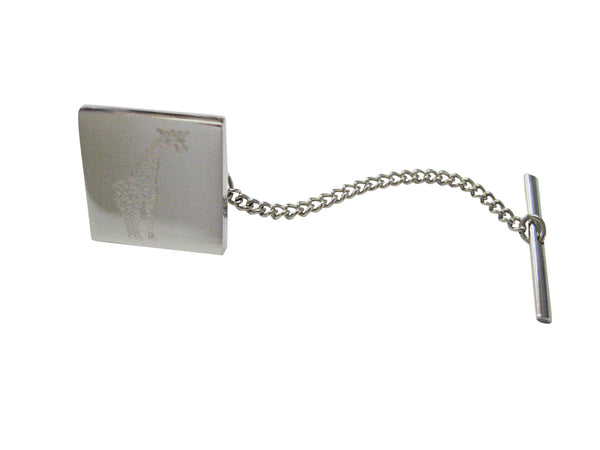 Silver Toned Etched Giraffe Tie Tack
