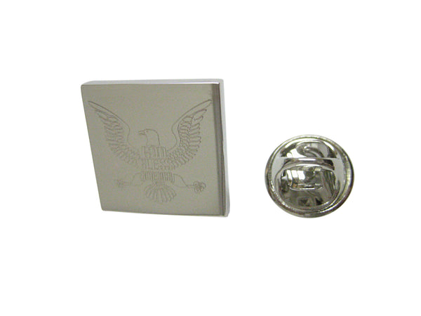 Silver Toned Etched God Bless America Bird Lapel Pin