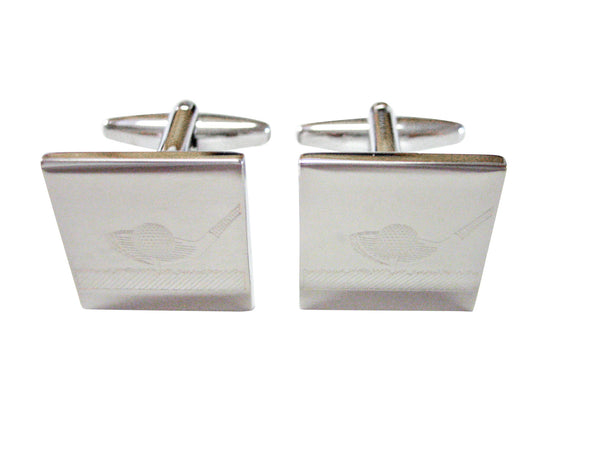 Silver Toned Etched Golf Ball and Club Cufflinks