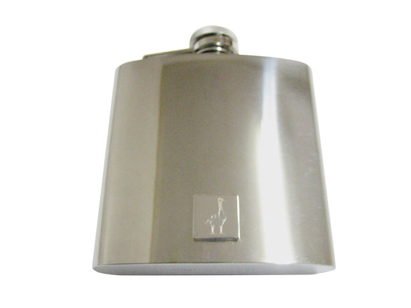 Silver Toned Etched Goose Bird 6 Oz. Stainless Steel Flask