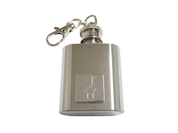 Silver Toned Etched Goose Bird 1 Oz. Stainless Steel Key Chain Flask