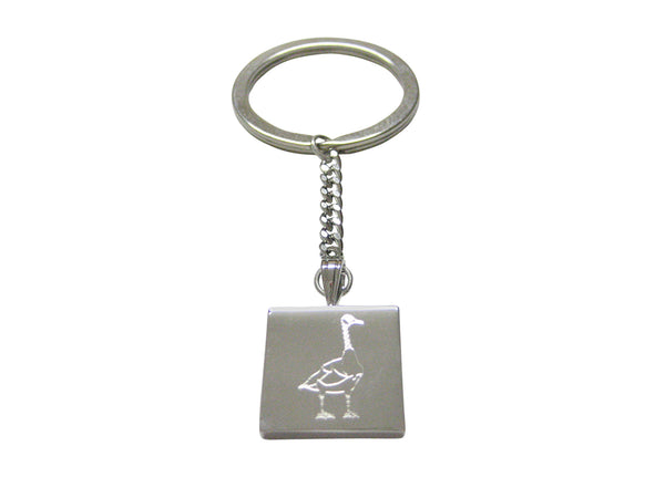 Silver Toned Etched Goose Bird Keychain