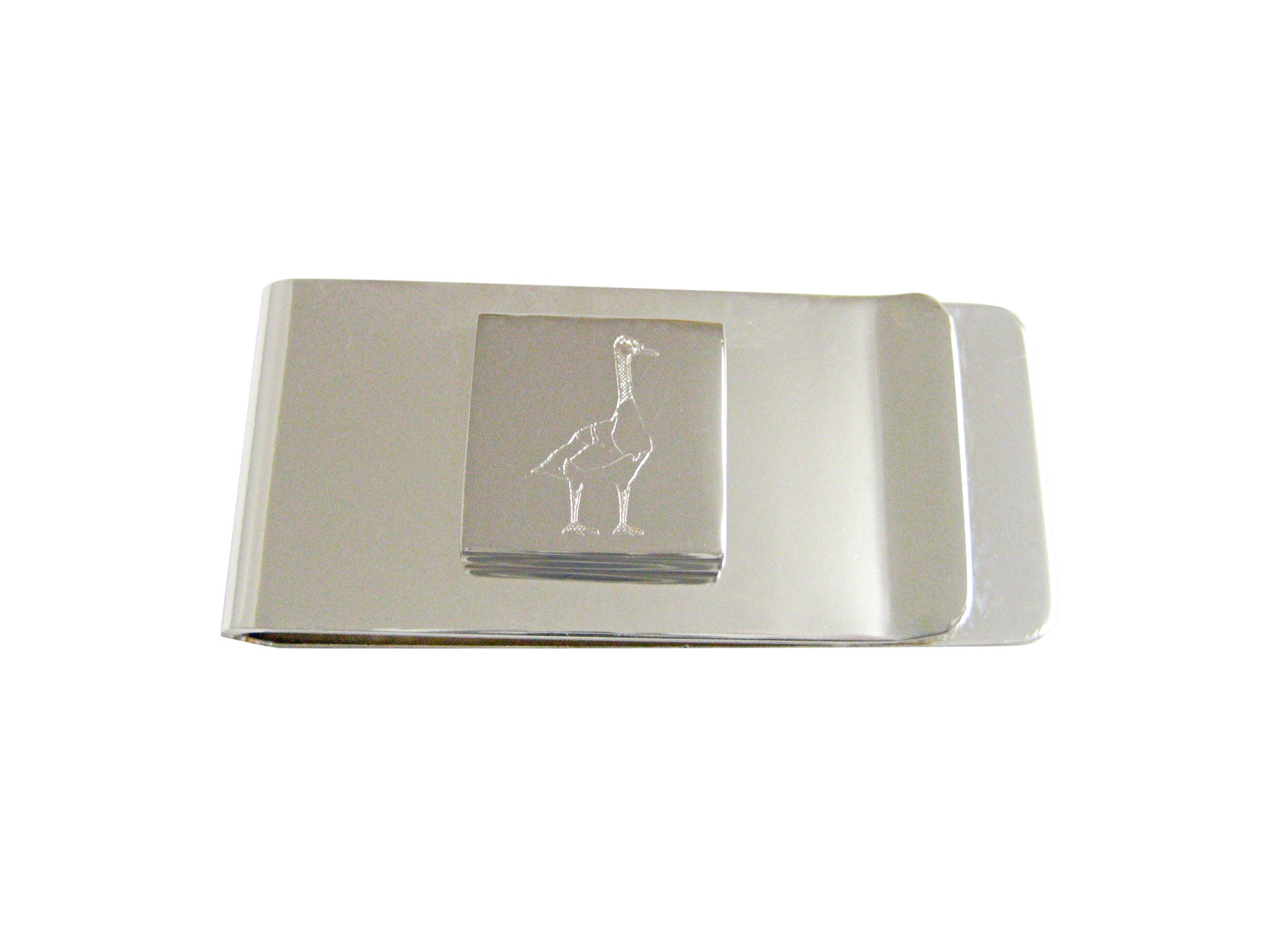 Silver Toned Etched Goose Bird Money Clip