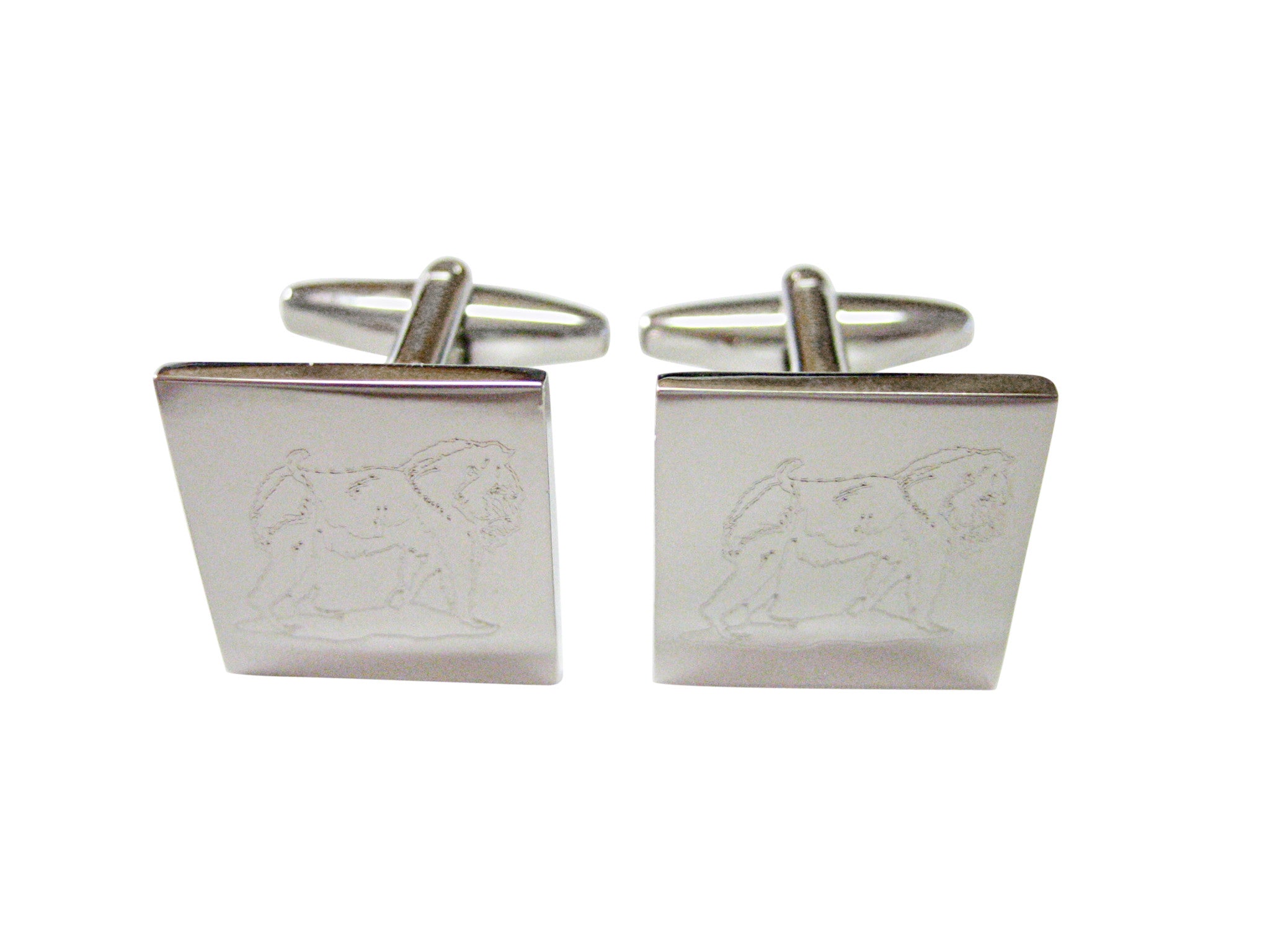 Silver Toned Etched Gorilla Cufflinks