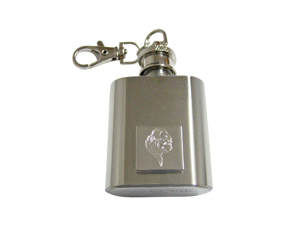 Silver Toned Etched Gorilla Head 1 Oz. Stainless Steel Key Chain Flask