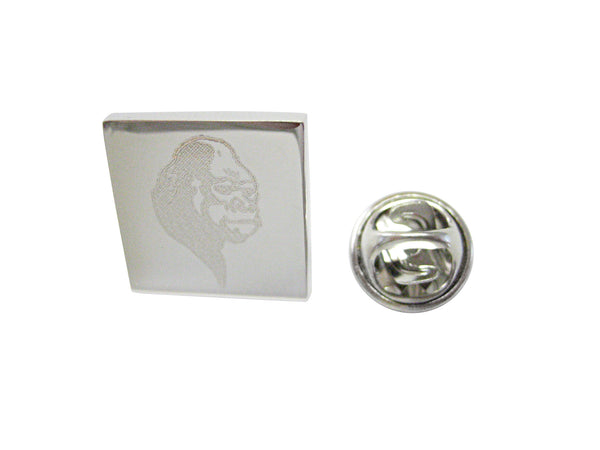 Silver Toned Etched Gorilla Head Lapel Pin