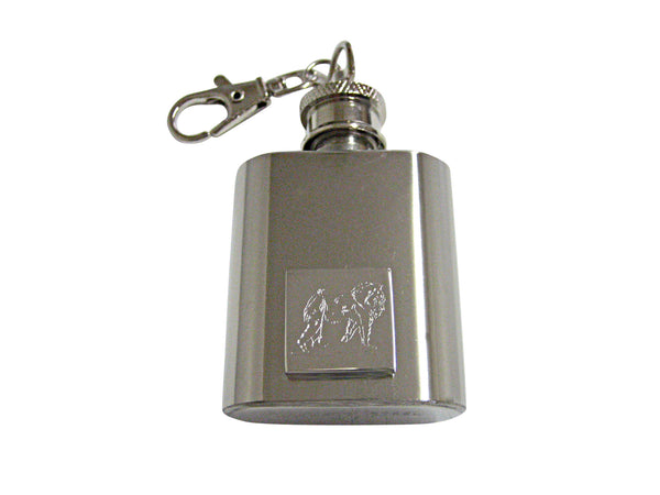 Silver Toned Etched Gorilla 1 Oz. Stainless Steel Key Chain Flask
