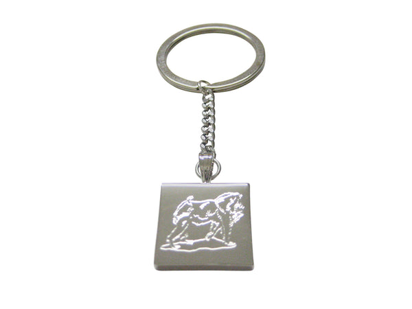 Silver Toned Etched Gorilla Keychain