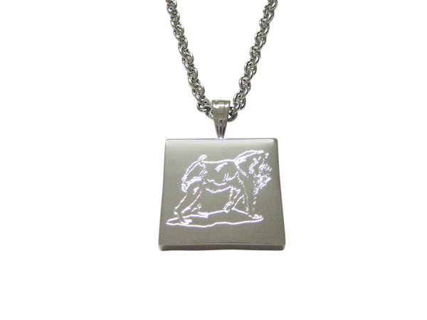 Silver Toned Etched Gorilla Pendant Necklace