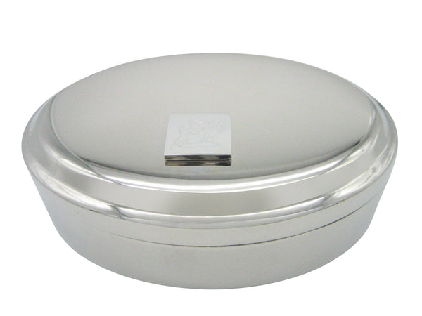 Silver Toned Etched Gorilla Pendant Oval Trinket Jewelry Box