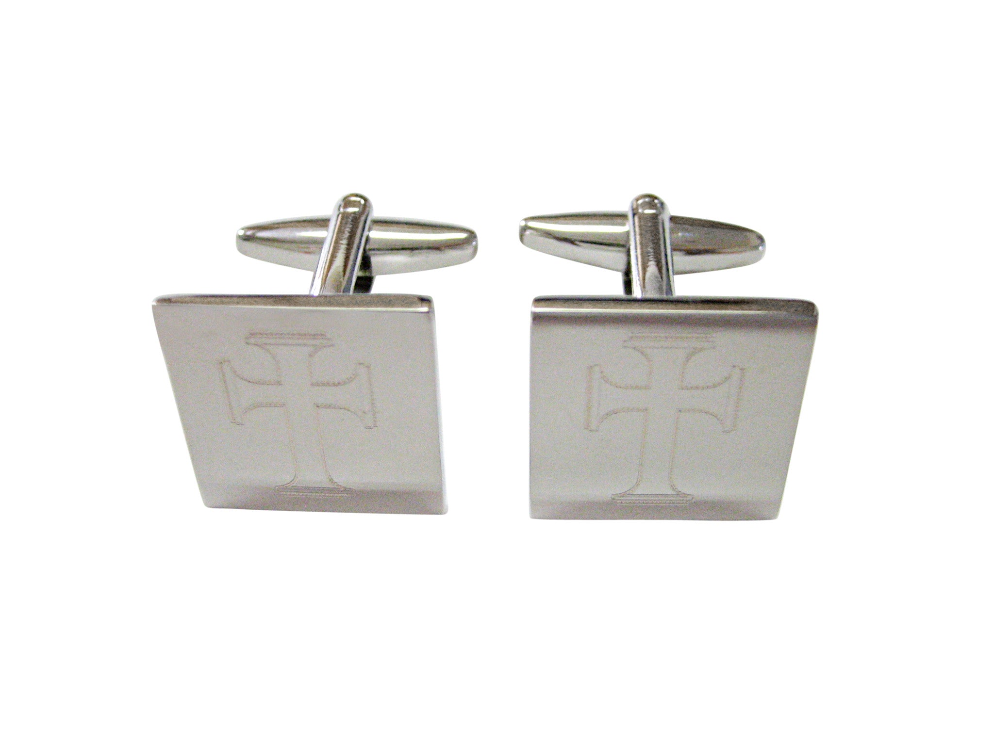 Silver Toned Etched Gothic Cross Cufflinks