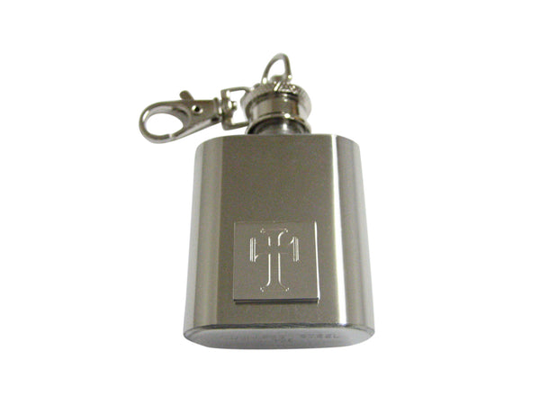 Silver Toned Etched Gothic Cross 1 Oz. Stainless Steel Key Chain Flask