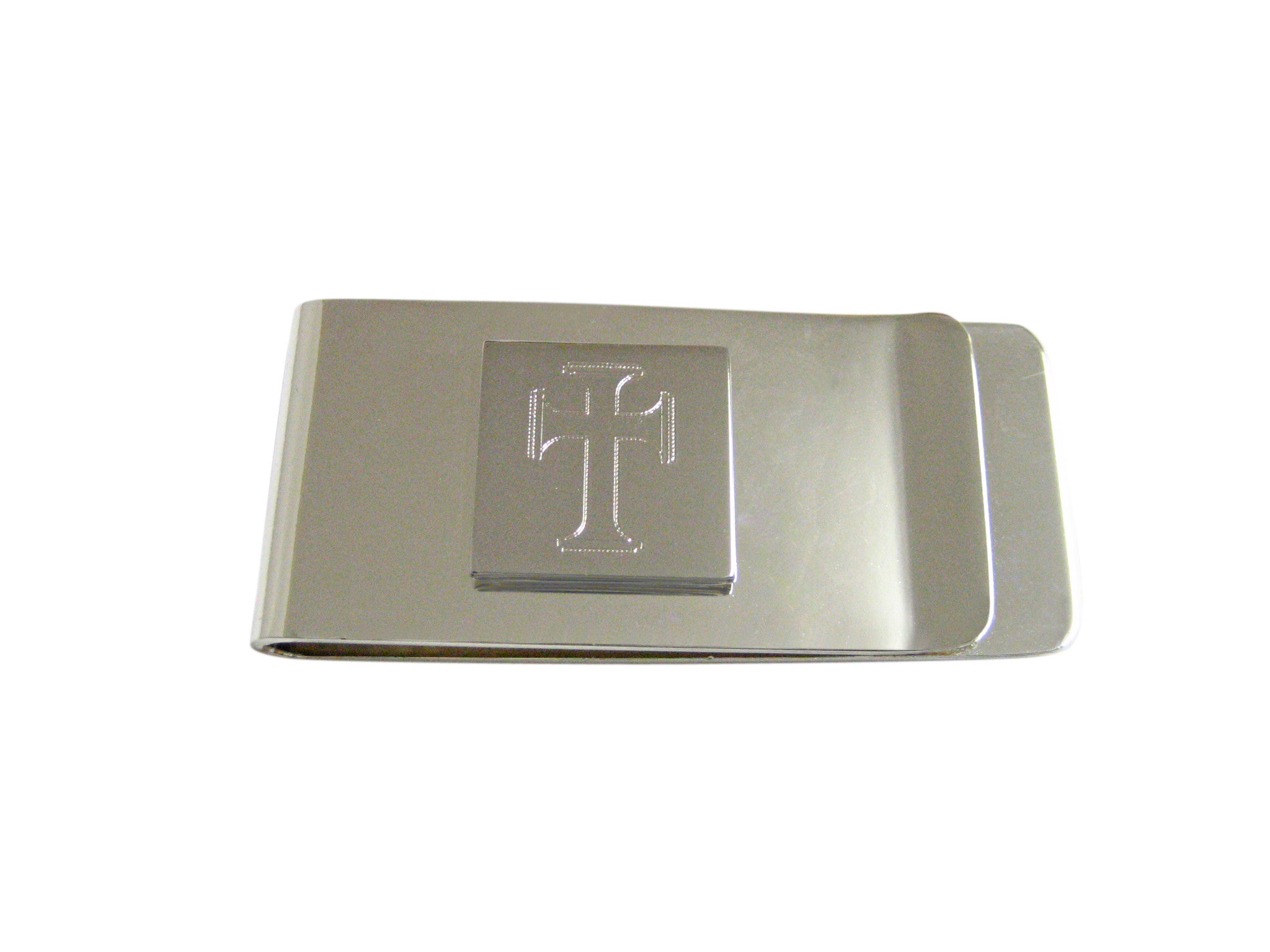 Silver Toned Etched Gothic Cross Money Clip