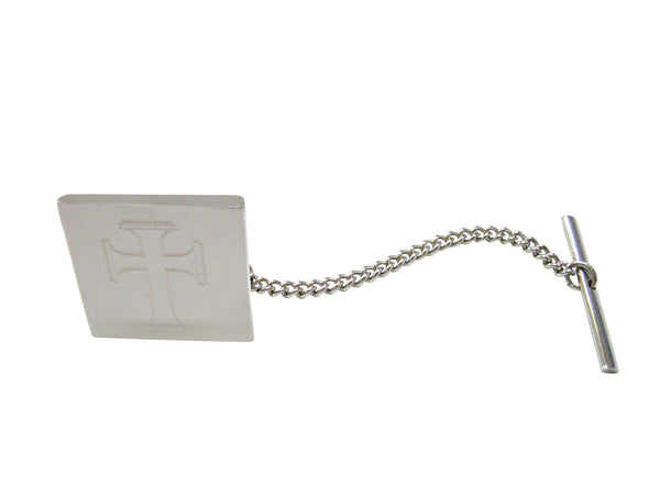 Silver Toned Etched Gothic Cross Tie Tack