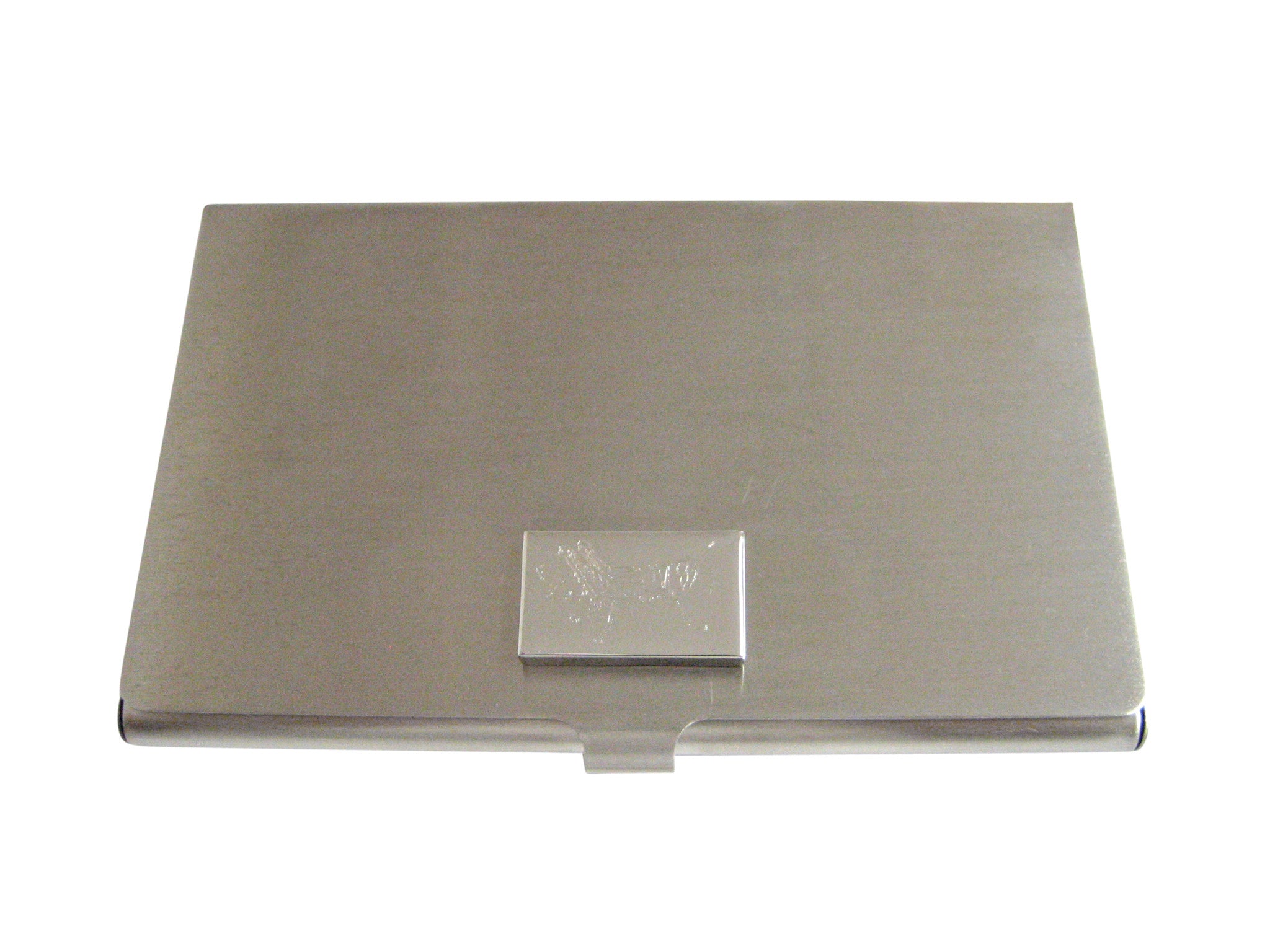 Silver Toned Etched Grasshopper Locust Insect Business Card Holder