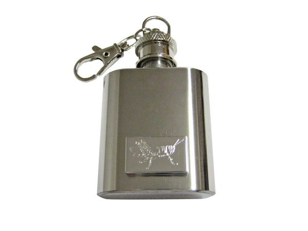 Silver Toned Etched Grasshopper Locust Insect 1 Oz. Stainless Steel Key Chain Flask