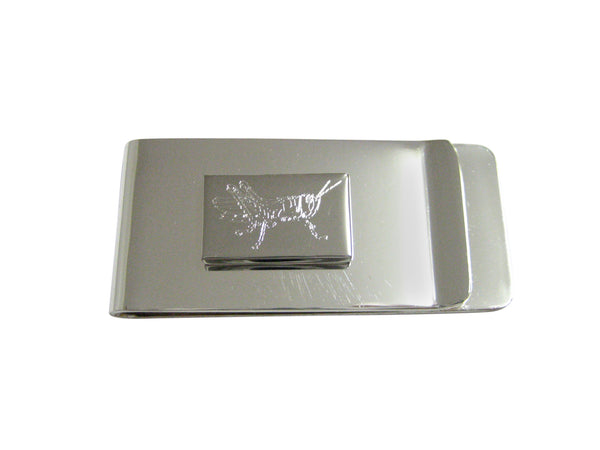 Silver Toned Etched Grasshopper Locust Insect Money Clip