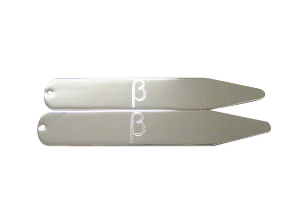 Silver Toned Etched Greek Letter Beta Collar Stays