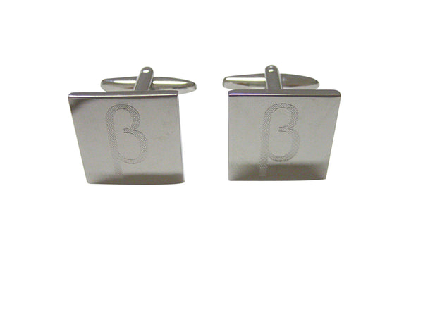 Silver Toned Etched Greek Letter Beta Cufflinks