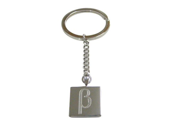 Silver Toned Etched Greek Letter Beta Pendant Keychain