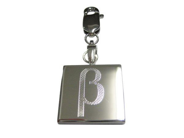 Silver Toned Etched Greek Letter Beta Pendant Zipper Pull Charm