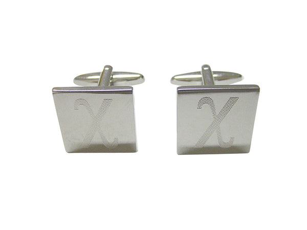 Silver Toned Etched Greek Letter Chi Cufflinks