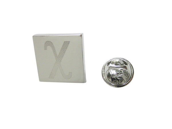 Silver Toned Etched Greek Letter Chi Lapel Pin