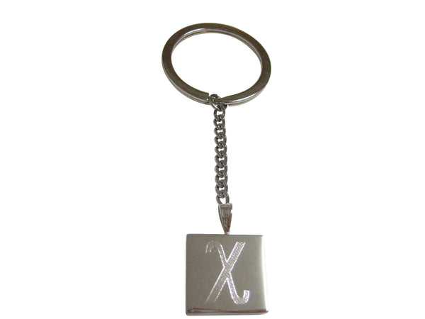 Silver Toned Etched Greek Letter Chi Pendant Keychain