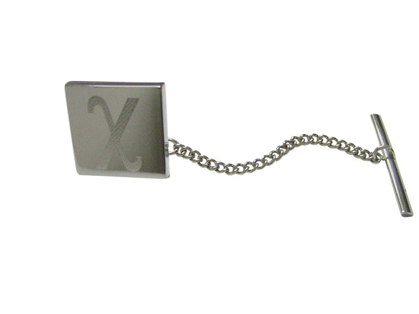 Silver Toned Etched Greek Letter Chi Tie Tack