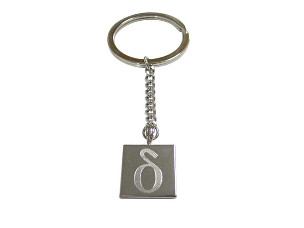 Silver Toned Etched Greek Letter Delta Pendant Keychain