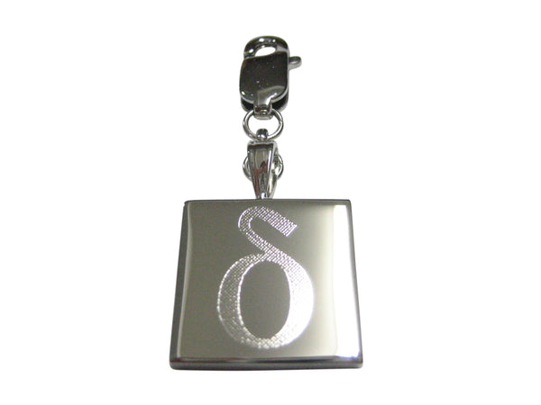 Silver Toned Etched Greek Letter Delta Pendant Zipper Pull Charm