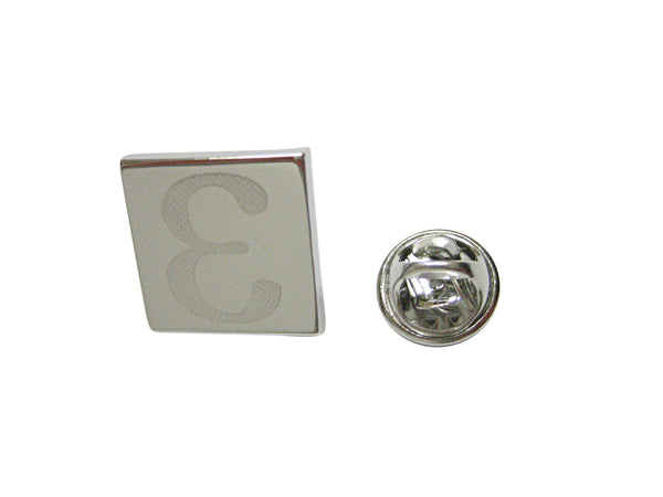 Silver Toned Etched Greek Letter Epsilon Lapel Pin
