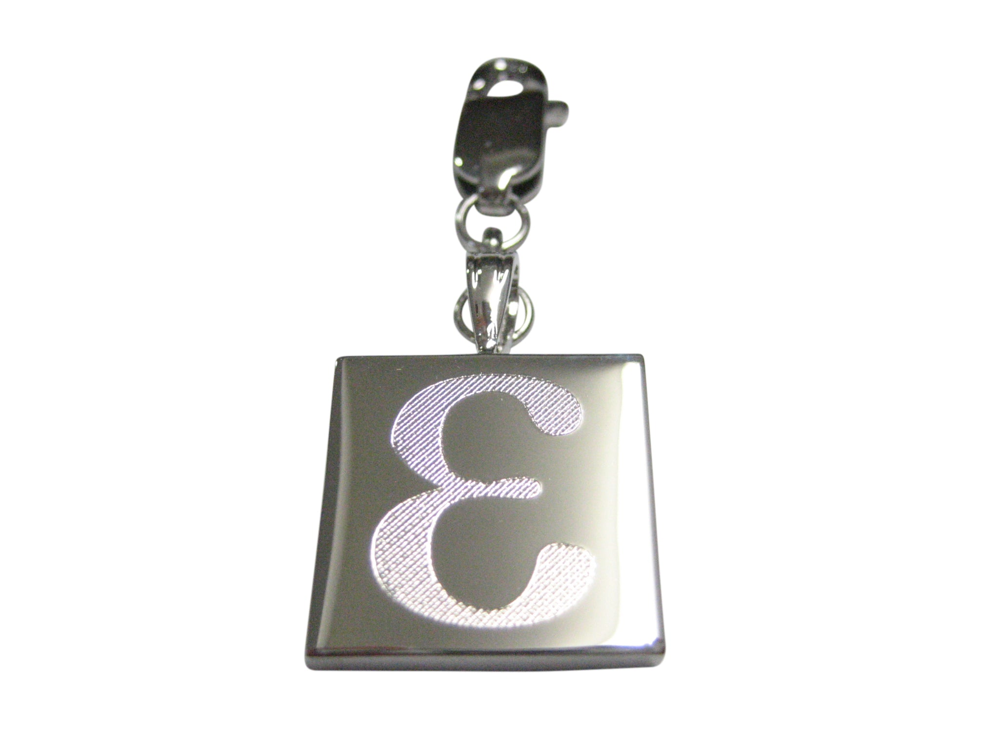 Silver Toned Etched Greek Letter Epsilon Pendant Zipper Pull Charm
