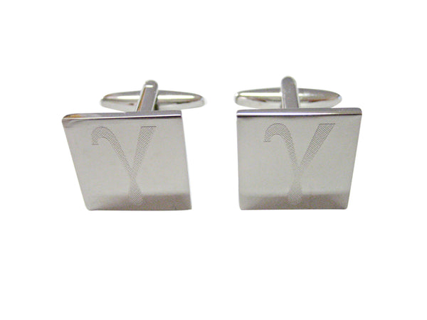 Silver Toned Etched Greek Letter Gamma Cufflinks